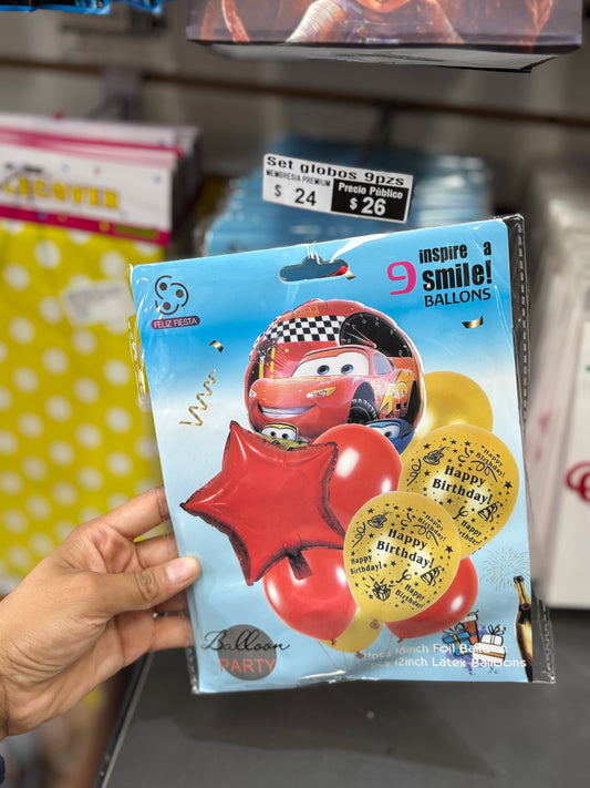 Kit de 9 globos (Cars)