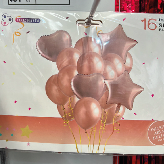 Set de 16 globos rosas